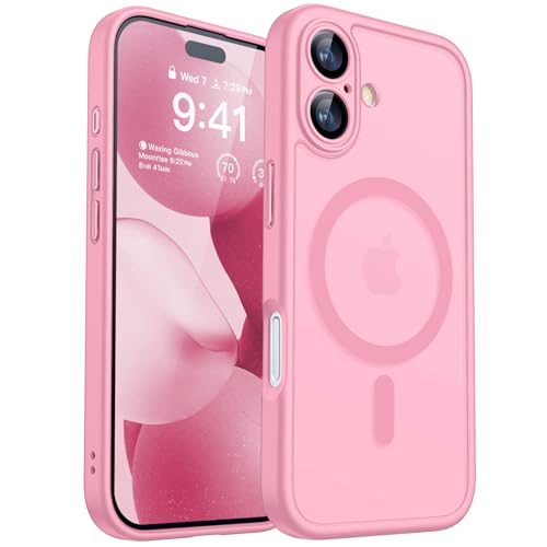 Image of CANSHN Magnetic iPhone 17 Case, Upgraded Full Camera Protection, Compatible with Magsafe, Translucent Matte, Shockproof Protective Phone Case for iPhone 17 6.3 Inches - Pink