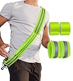 BEBJUIL Reflective Running Gear,Reflective Belt Sash with Storage Bag,Reflective Bands,Reflectors Armband for Women Men,Safety Reflective Straps Bracelets for Running,Cycling,Walking 5 Pack