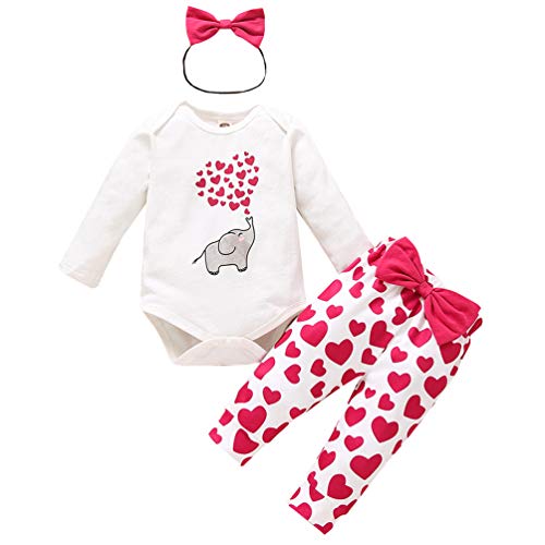 Image of Kislio Newborn Infant Baby Girls Clothes Long Sleeve Ruffle Romper Ladybug Pants Toddler Girl Outfit Set 3PCS