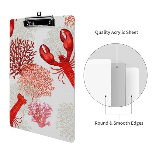 Clipboard pour papier documents homard tropical et support A4 fixe
