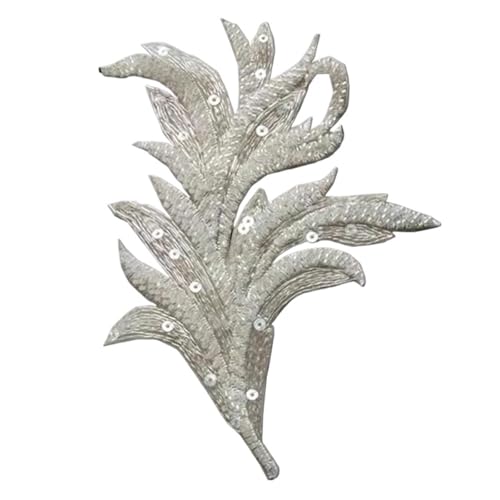 Strass et perles sur patchs brodés de dentelle blanche style haute couture