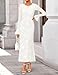 ZESICA Women's 2025 Bell Long Sleeve Floral Maxi Dress Fall Fashion Bodycon Mesh Wedding Guest Cocktail Party Dresses White Small