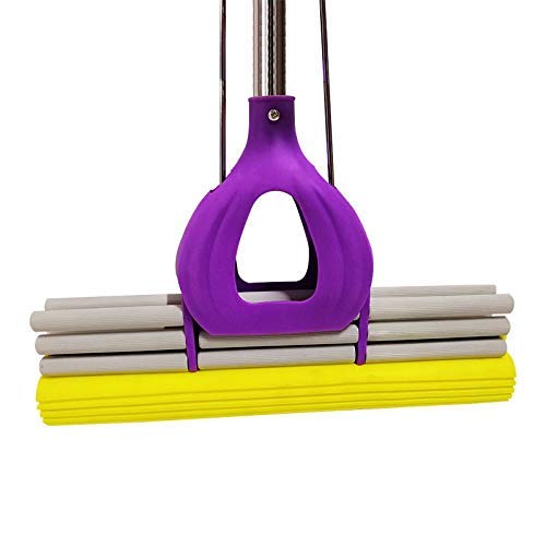Mop Roller Spugna Mop PVA Asta Multifunzione in Acciaio Inossidabile Lavato a Mano Testa in Spugna Super Assorbente Mop e Secchio per la Pulizia del Pavimento (Colore: Viola, Dimen