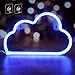 Umitive Letreros de Neon Nube, Luz Neón LED con 2 Ganchos, Batería o USB Accionado, Ahorro de Energía, Señal de Neón Lámparas, Azul Muestra Ligera de Neón para Decoración de Pared, Fiesta y Habitación