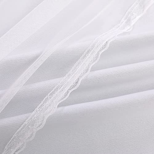 Image of 90 Inch Length Double-Layered Curtains- Mix and Match Blackout Curtains with White Sheer Voile for Bedroom and Living Room, 52 x 90 inch, Greyish White