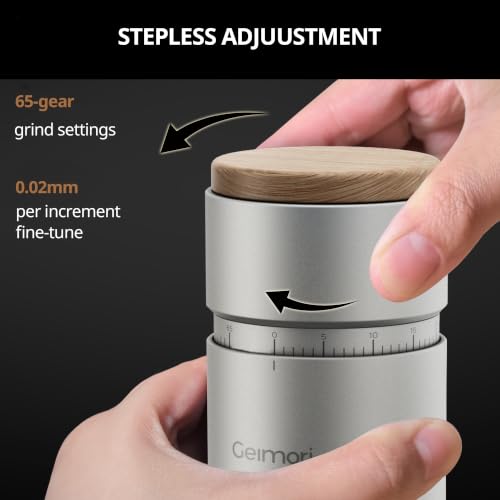 Image of Burr Coffee Grinder,Wirsh Portable Electric Grinder Geimori T38 Plus,Espresso Grinder with Conical Burr,Stepless Grind Settings from Fine to Coarse for Espresso,Drip,French Press,Home&Travel Use