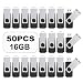 TOPESEL 50PCS 16GB Bulk USB 2.0 Flash Drive Swivel Memory Stick Thumb Drives Pen Drive (16gig, 50 Pack, Black)