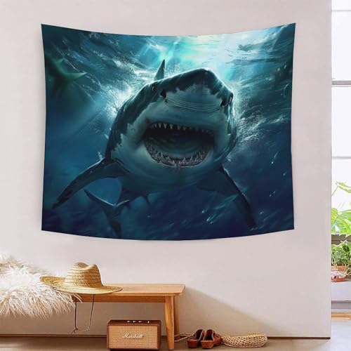 Decoration murale requin 3D pour masquer les defauts de mur chambre