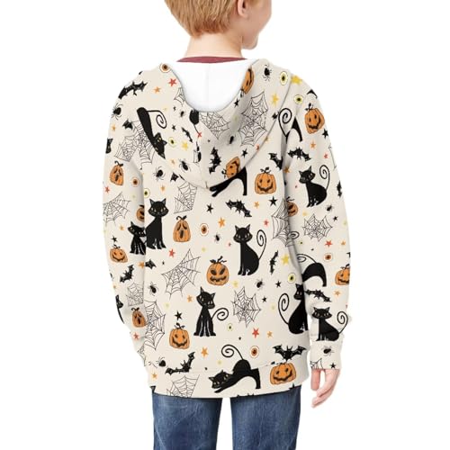 Kids Zip Up Hoodie Crewneck Long Sleeve Hooded Sweatshirt Jacket with Pockets 6-16T4