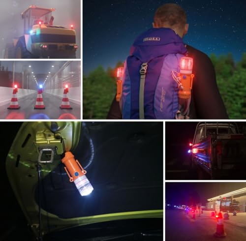Image of 7.83inch Emergency Strobe Lights for Trucks with Magnetic Cap, IP68 Waterproofed Emergency Lights for Vehicles, Flashing Lights,Flashing and Staying on (RED&Blue&White)