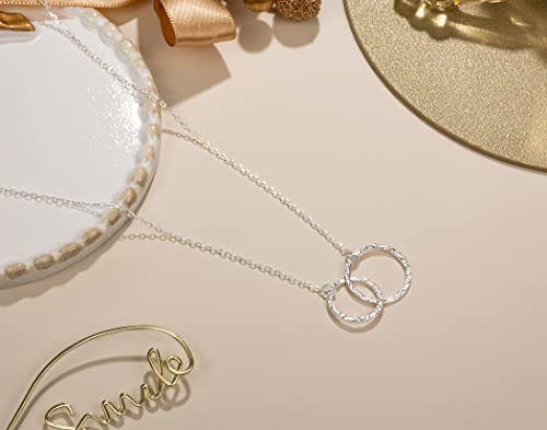 Mom Gifts Daughter Gifts Mother Daughter Necklace Sterling Silver Hammered Interlocking Circle Necklace Mom Gift Christmas Holiday Jewelry4