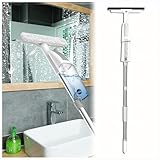 3 en 1 Spray Limpiacristales con Poste Telescópico, Limpiacristales Profesional con 3 Paños Microfibra para Ventanas Altas Interiores/Exteriores