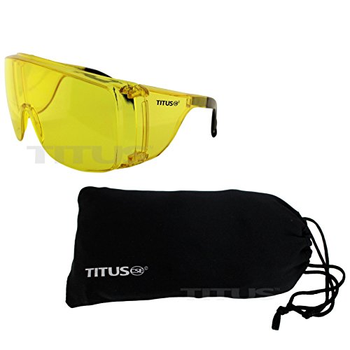 TITUS G13 Z87+ OTG Safety Glasses Fit Over Rx Glasses, Protective Goggles Work Chemical Impact Shatter Resistant ANSI CE Certified, Adjustable Length Large USA