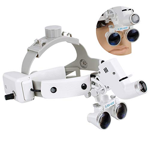 CARESHINE Dental Binocular Loupes Glasses Headband Magnifier with LED Light 3.5X-420 Optical(Ship from USA!)