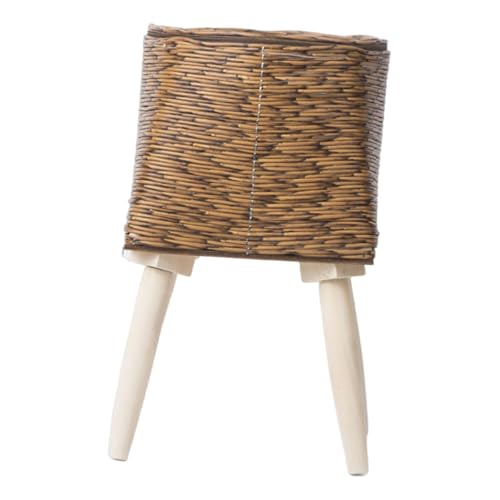 petsola フラワーバスケット スタンド付き シンプルデザイン フラワーポット 木製脚付き プランター 収納バスケット 軽量 耐久性 室内装飾 オフィスに適用, コーヒー 33x16cm 4脚