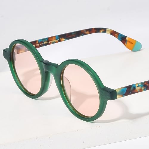 Image of HEPIDEM Matte Acetate Vintage Retro Round Polarized Sunglasses for Women 9270T