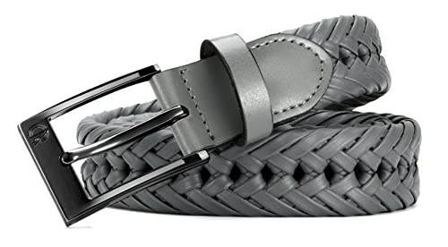 Image of Chaoren Leather Ratchet Belt 2 Pack Dress with Click Sliding Buckle 1 3 /8 inch in Gift Set Box - Adjustable Trim to Fit