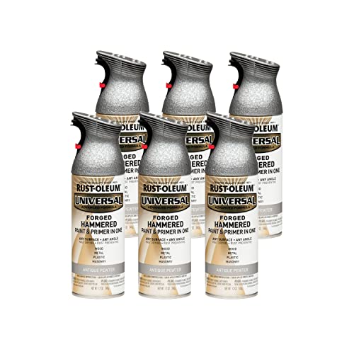 Image of Rust-Oleum 271481-6PK Universal All Surface Forged Hammered Spray Paint, 12 oz, Antique Pewter, 6 Pack