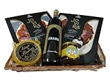 Cesta Gourmet Garciaz Regalo Empresas Sin Gluten Botella Vino Blanco Árabe Loncheado Lomo y Jamón Ibérico Queso de Oveja Miel Pura Natural Mermelada Cerezas Cesta Regalo Bambú – CORAZON EXTREMEÑO