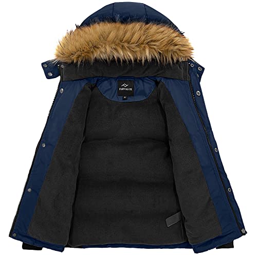 Image of FARVALUE Boy's Waterproof Winter Coat Mountain Snow Ski Fleece Jacket Thick Warm Detachable Hood Windproof Rain Coats