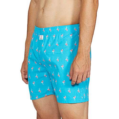 Image of Longies Pure Cotton Mens Boxers Pack of 3 Regular Shorts (LGBOXPO3V003 Navy,Pista,Blue3433 M)