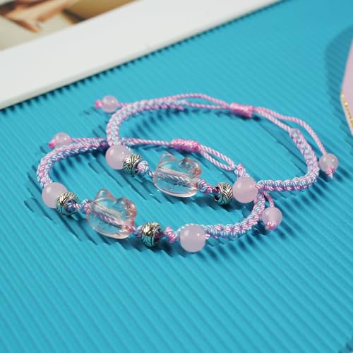 Cute Kitty Bracelet Kawaii Bracelets Set Crystal Beads Cute Cartoon Elastic Beaded Pearl Bracelets Crystal Beads Anime Relationship Matching Bracelet for Best friend2