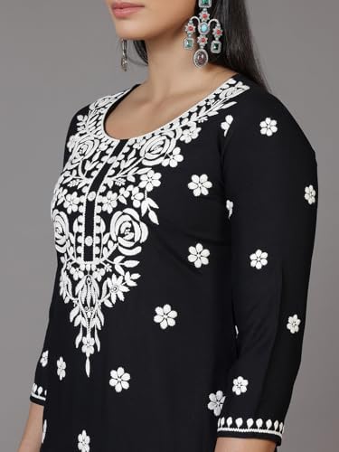Image of Libas Womens Embroidered Viscose Straight Kurta for Women | Ethnic wear | Bridal Suit | Wedding Dress | Occasion wear