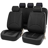 AUTO HIGH Juegos de Fundas para Asientos de Coche Universales, Cubiertas de Asiento de Auto de Cuero Artificial, Protector para Asientos Delanteros y Traseros de Automóviles Negro #1