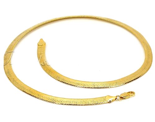 SOPO 18k Gold Herringbone Link Chain Necklace 7 mm 19.6