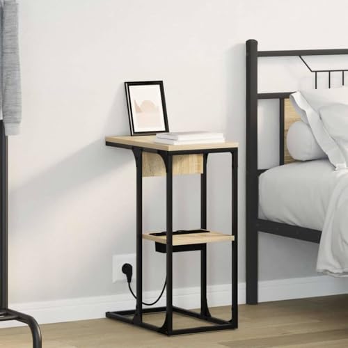 Table de chevet connectée 41,5x26x60,5 cm bout de canapé avec étagère - 3