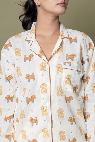 Image of Women's Cotton Printed Night Suit Set | Soft & Breathable Sleepwear with Top and Pajama | Stylish Nightwear for Daily Use - All Season Use