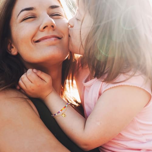 Turandoss Colorful Beaded Initial Bracelets for Girls Women - Dainty 18K Gold Plated Letter Initial A-Z Bracelet Layered Bracelets for Women Teen Girl Gifts Jewelry 5