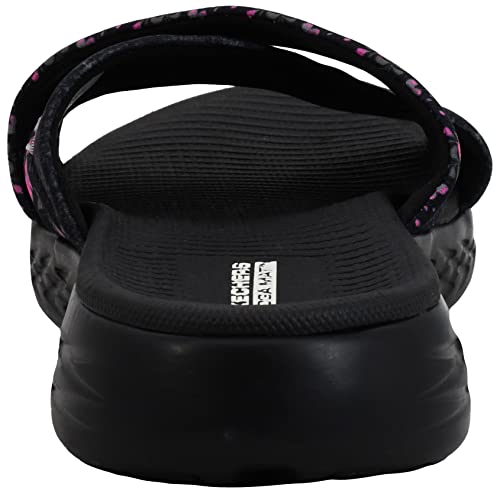 Skechers Women's On The Go 600 - Blooms Flip-Flop, Black/Hot Pink, 8 M US