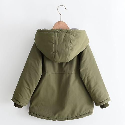 Boy Girls Windproof Padded Jacket Warm Fleece Thickened Hooded Jacket Toddler Kids Fall Winter Warm Clothes Girls Winter Coat3