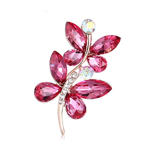 Broche en verre rose feuille de cristal pour accessoires de bijoux de fête