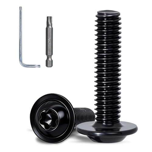 Image of KINETOX 20PCS M6 Stainless Steel Bolts M6 x 30 mm Torx Pan Head Machine Screws Black Zinc Plated Stainless Steel Screws for Metal PC Case Model Building & Furniture Use