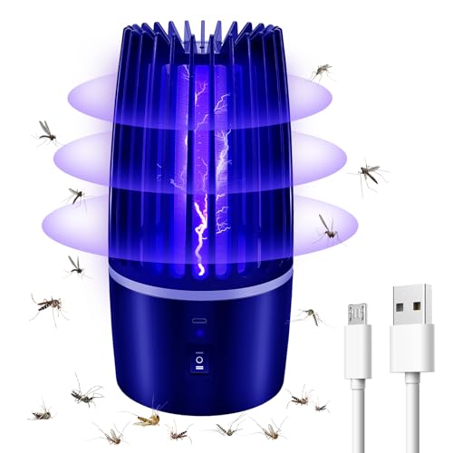 Uwelliky Lámpara Antimosquitos Eléctrico, 360° UV Exterminador de Moscas, LED Trampa portátil para Insectos, Moscas, Polillas, USB Recargable, Silencioso, Efectivo de 100m² para Interior y Exterior