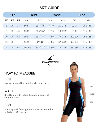 Veranohub Damski sportowy jednoczęściowy kostium kąpielowy Racerback/U-Back kostium kąpielowy Body Shaping strój kąpielowy, 40