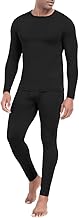 PrinStory Mens Thermal Underwear Thermals Top And Bottoms Long Sleeve Tops Long Johns Crew Neck Base Layer Winter Warm Underwear Set