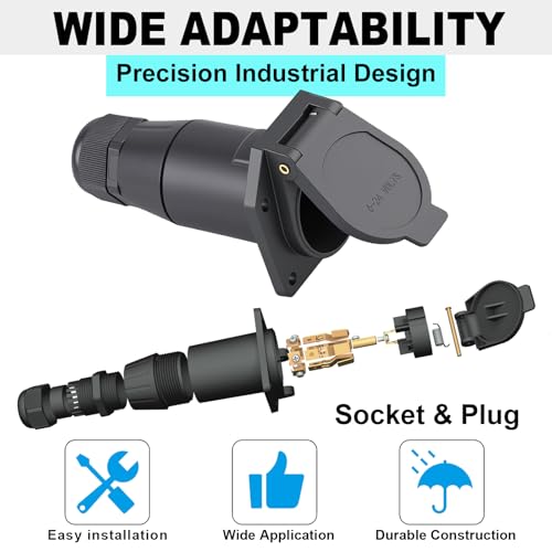 Image of 7 Way Trailer Socket with Waterproof Seal Vehicle-Side Connector