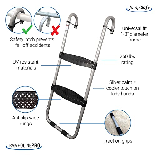 2-Step Trampoline Ladder With Safety Latch, Heavy-Duty With Wide Steps #TOP1