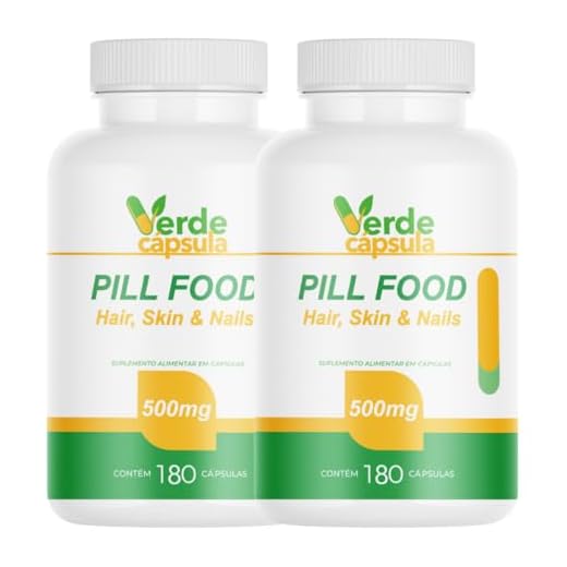 Kit 2 Pill Food 360 Cápsulas - Polivitamínico Cabelo Unhas e Pele - Suplemento Alimentar em Cápsulas - Verde Cápsula