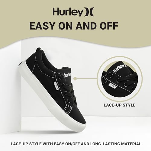 Image of Hurley Kids Finn Sneakers - Canvas Skate Shoes for Kids, Low Cut Tennis Shoes for Girls and Boys