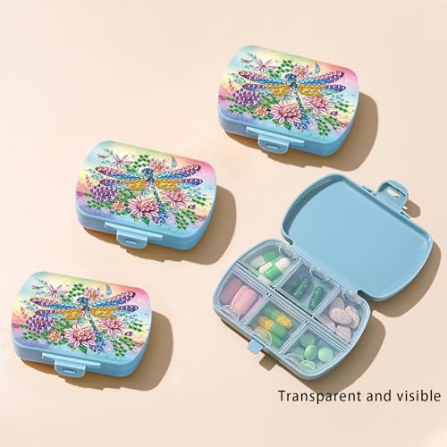 Image of ARTopet Diamond Art Painting Mini Storage Box with 6-Grid Creative Design Compact Portable Small Case for Purse Travel Daily-Dragonfly02