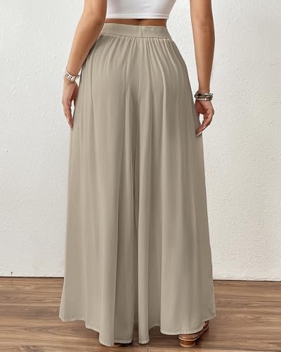Image of Bsubseach Women Wide Leg Pants Floral Flowy Palazzo Pants