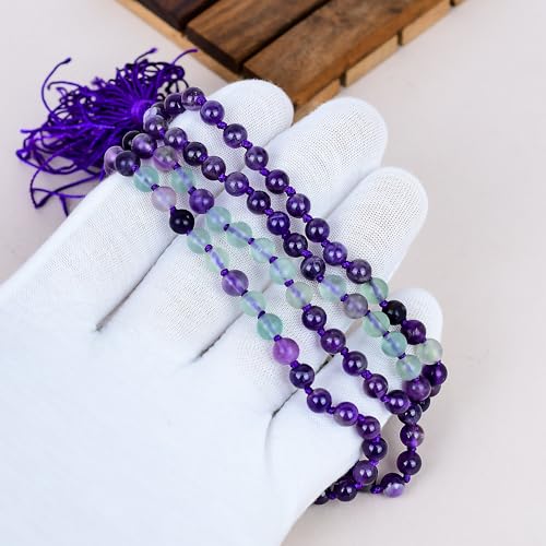 Collier Mala en améthyste fait main | 108 perles naturelles
