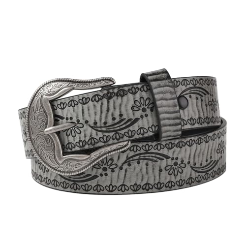 Adult Belt With Adjustable Carved Floral Buckle Waistband PU Waist Belts For Women Jeans Waist Belt