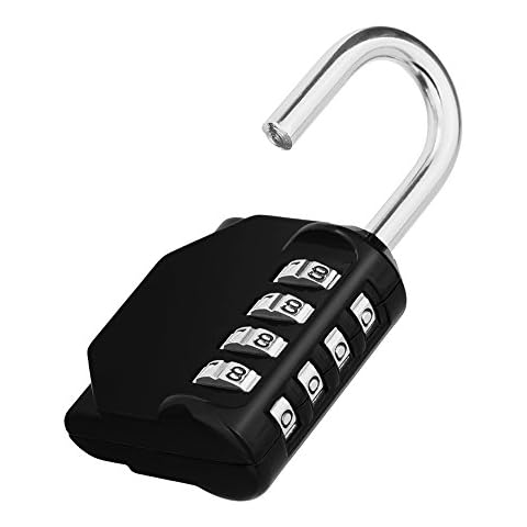 ZHEGE Combination Locker Padlock, 4 Digit Coded Padlock, Gym Lock, School Locker Lock, Weatherproof Combination Lock Outdoor (Black) Cover