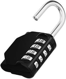ZHEGE Lock, 4 Digit Combination Padlock Outdoor, School Lock, Gym Lock and Black Lock