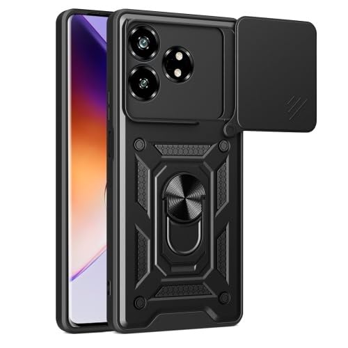 KrKis Thermoplastic Polyurethane Shock Proof with Slide Camera Cover for Realme GT 6T 5G Kickstand in-Built | 360° Protection Back Case Cover for Realme GT 6T 5G -Black (B0D8J1H8RP) Amazon Price History, Amazon Price Tracker